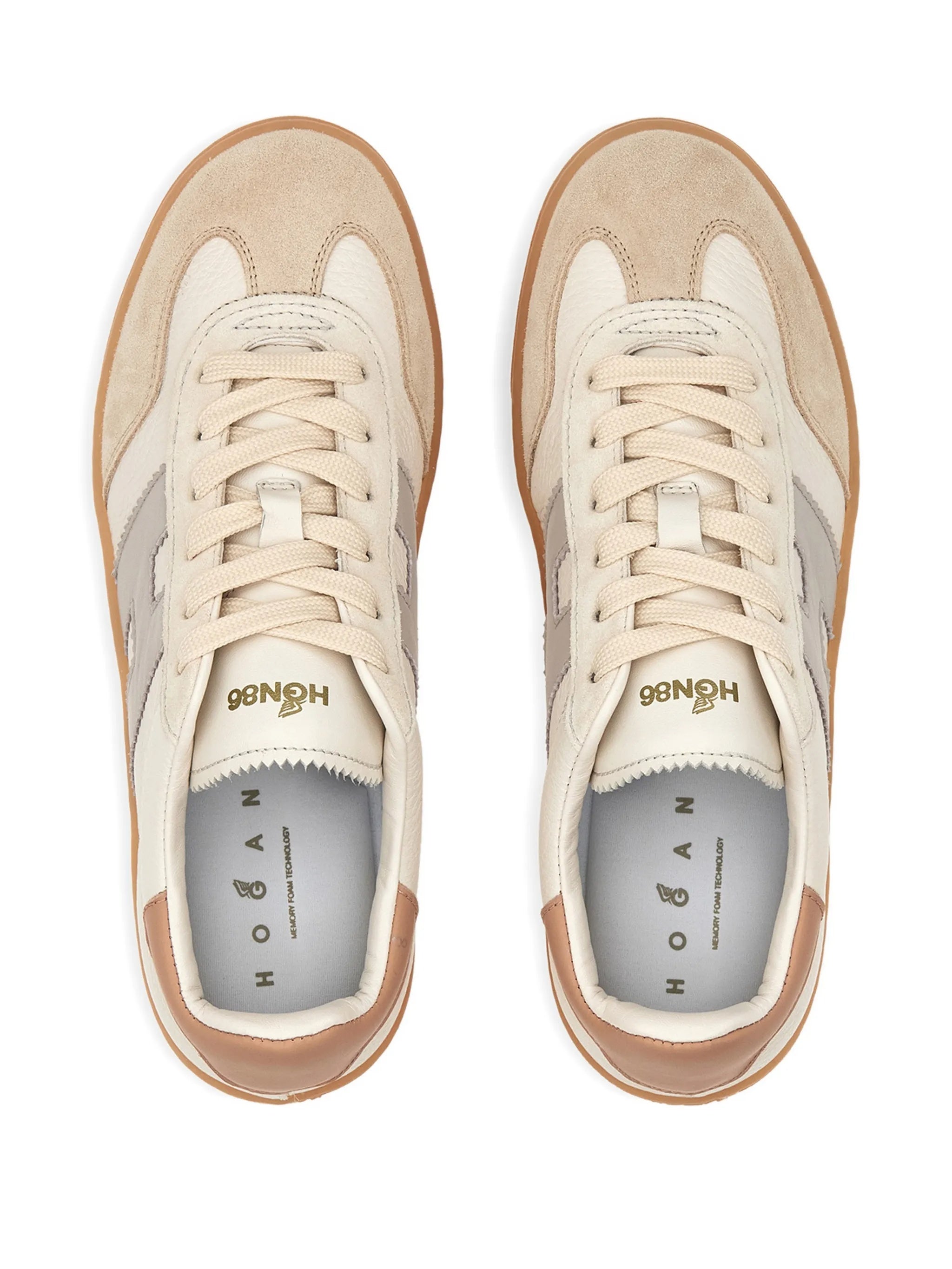 Neutral Low-Top Smooth Suede Leather Sneakers