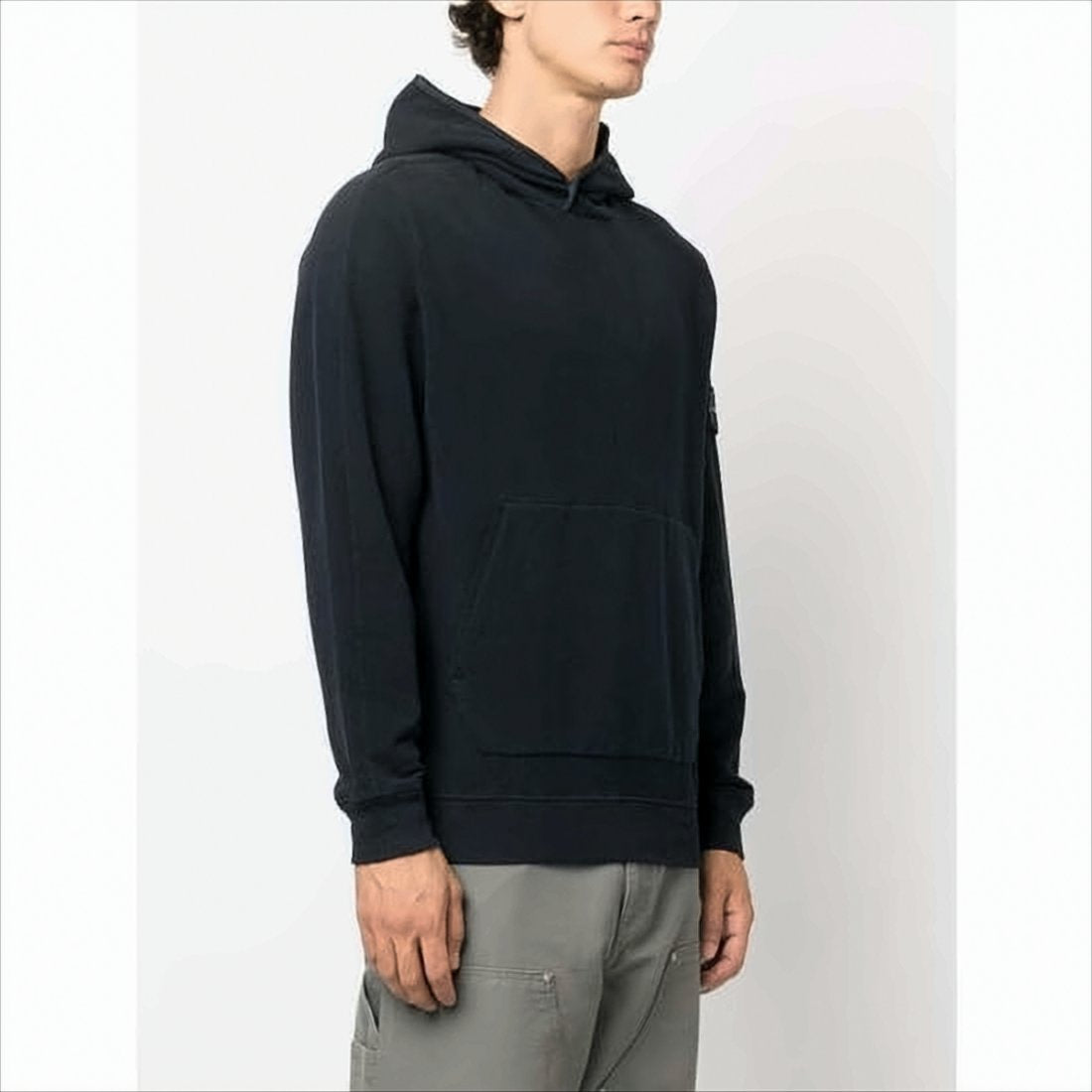 Relaxed Fit Black Hoodie with Logo Patch