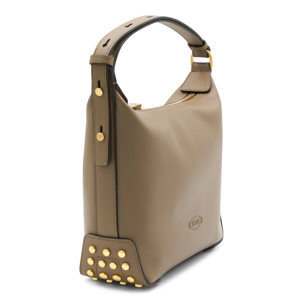 Dove Grey Leather Shoulder Bag