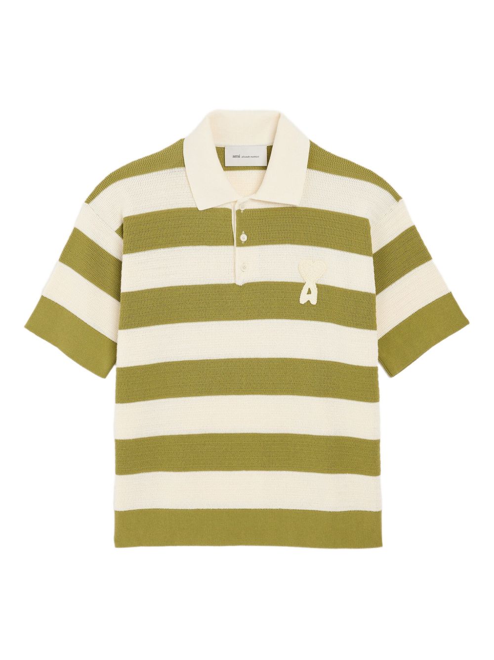 White Cream/Matcha Striped Logo Polo Shirt