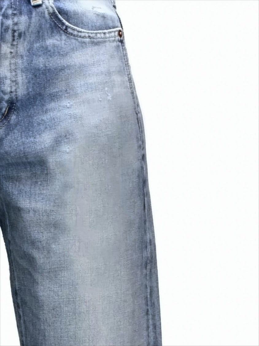 Classic Straight-Leg Denim Pants with Wash Effect