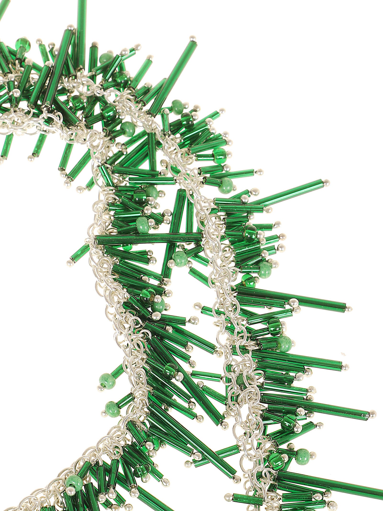 Textured Green Glass Bead Necklace