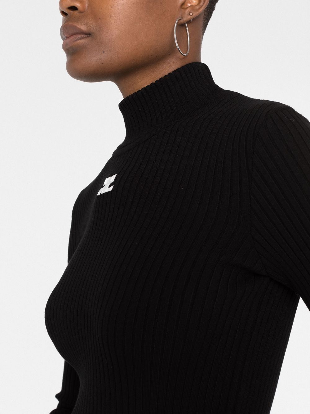 Fitted Black Roll Neck Sweater