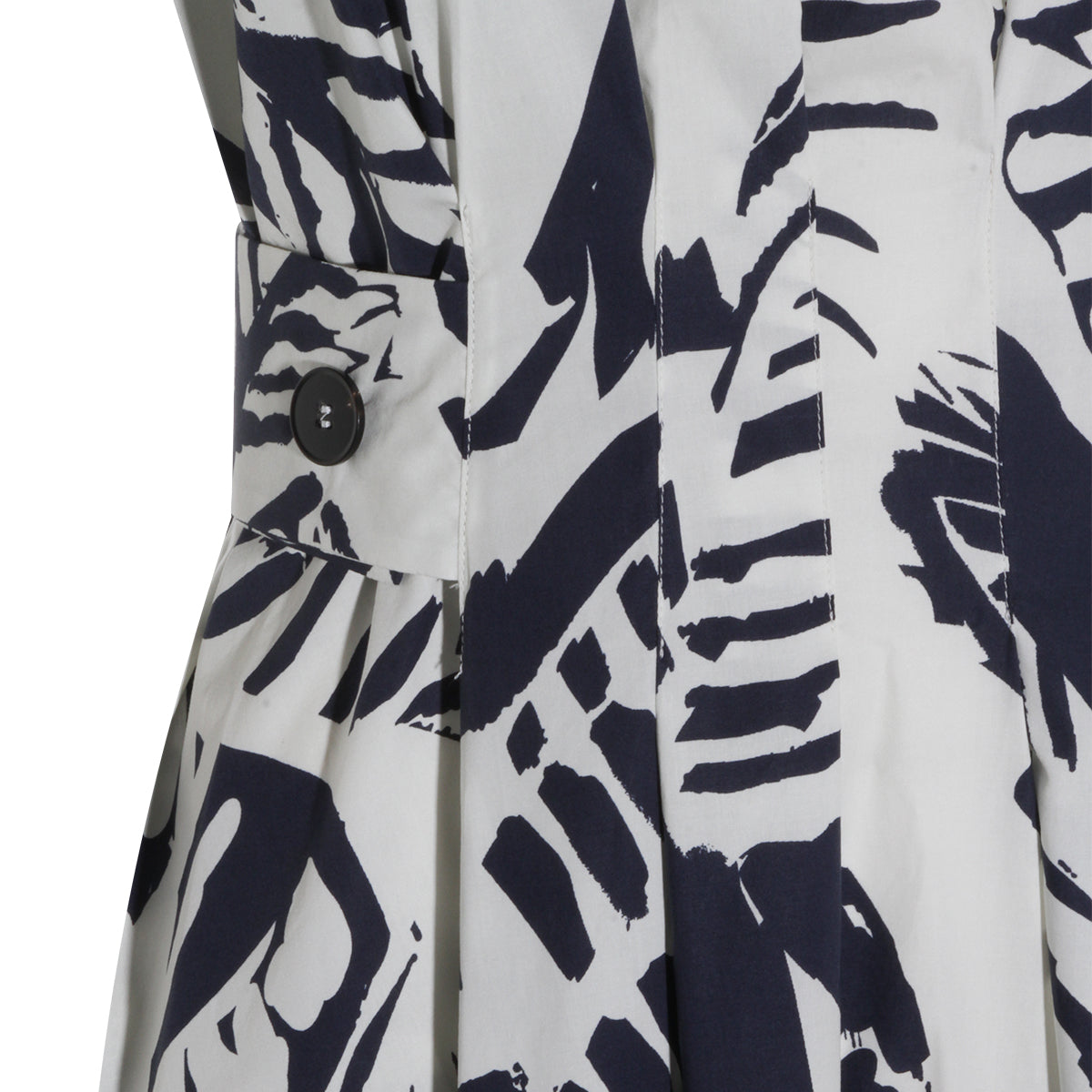 Flowing Midi-Length Dress With Abstract Leaf Pattern