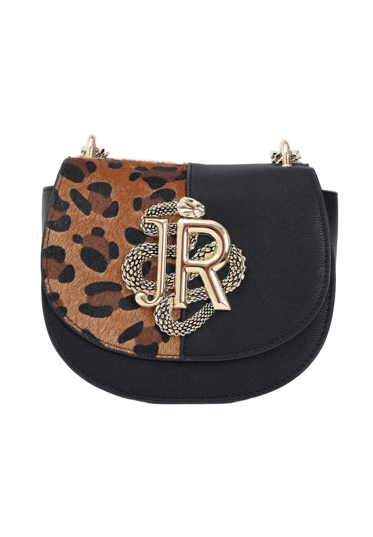 Leopard Print Shoulder Bag with Gold-tone Emblem