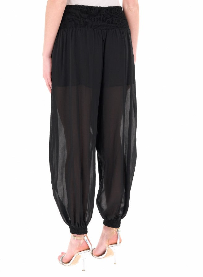Bore Black Sheer Elastic Trousers