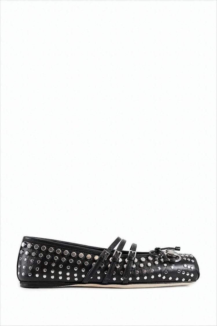Studded Black Leather Flats