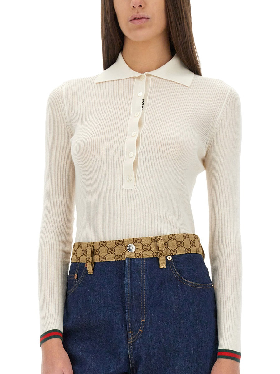 Cashmere and Silk Polo Shirt with Classic Collar