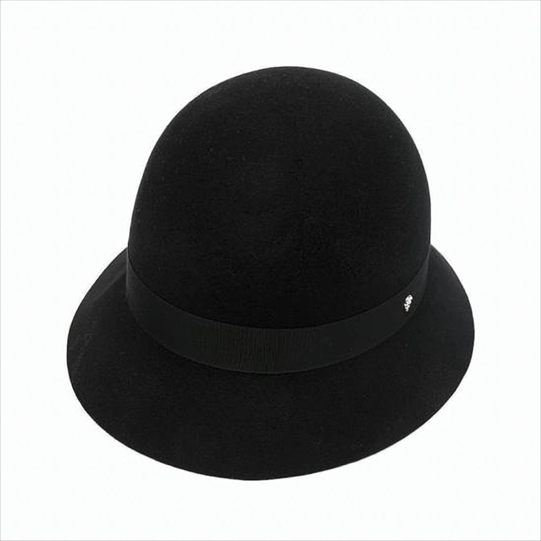 Refined Black Merino Wool Hat With Flared Brim