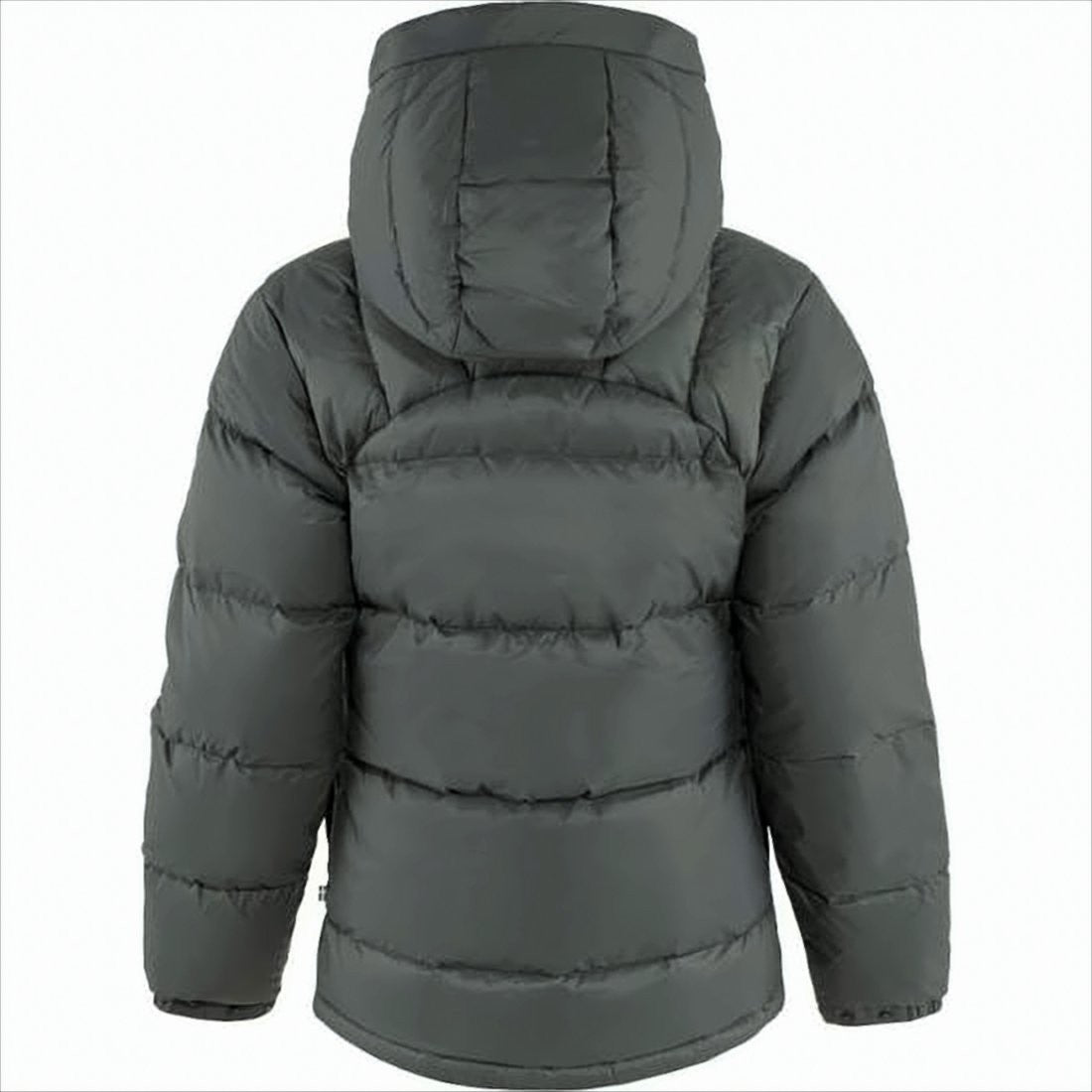 Quilted Grey Down Coat with Adjustable Hood