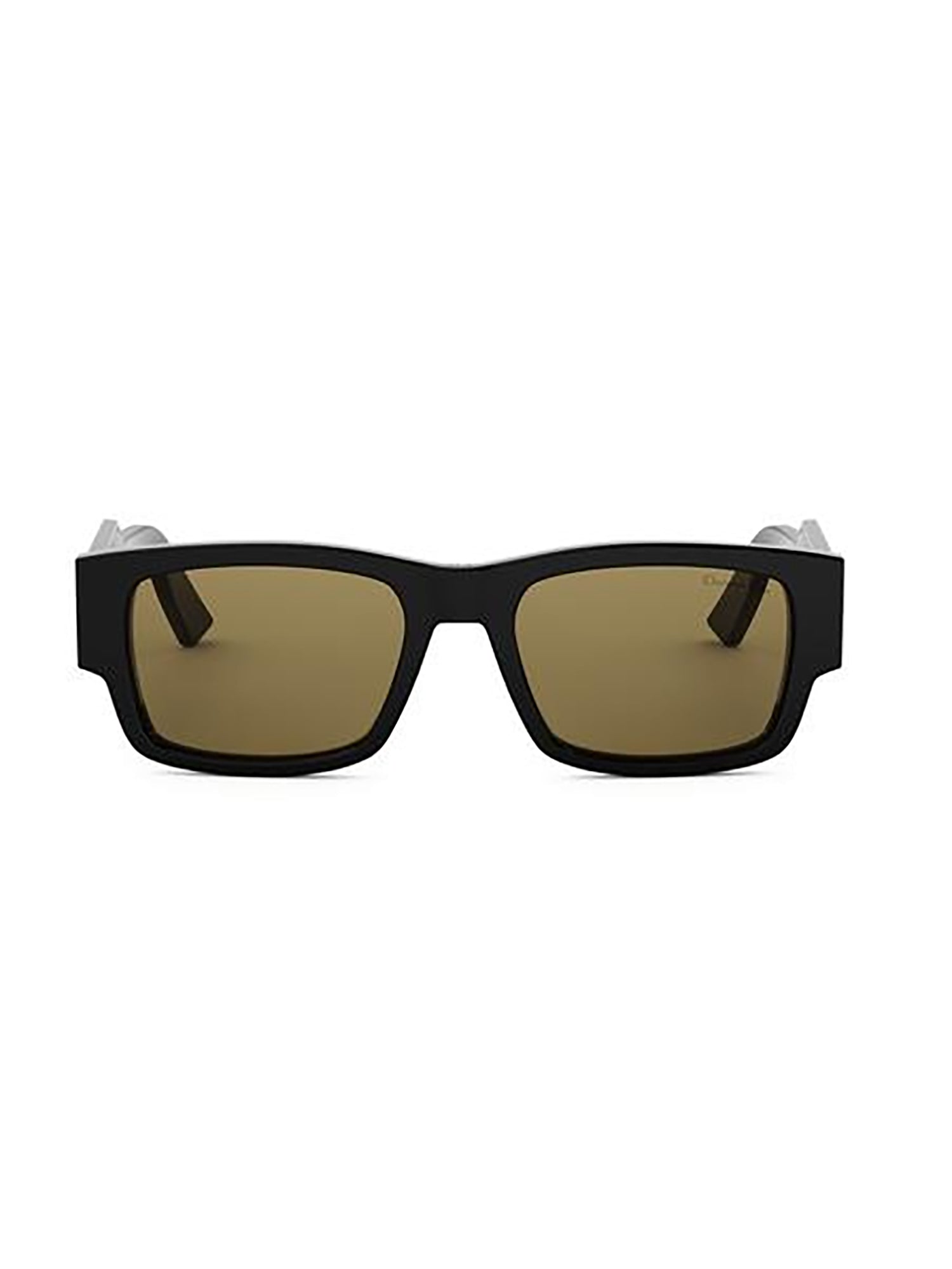 Rectangular Black Frame Sunglasses with Brown Lenses and Gold-tone Logo