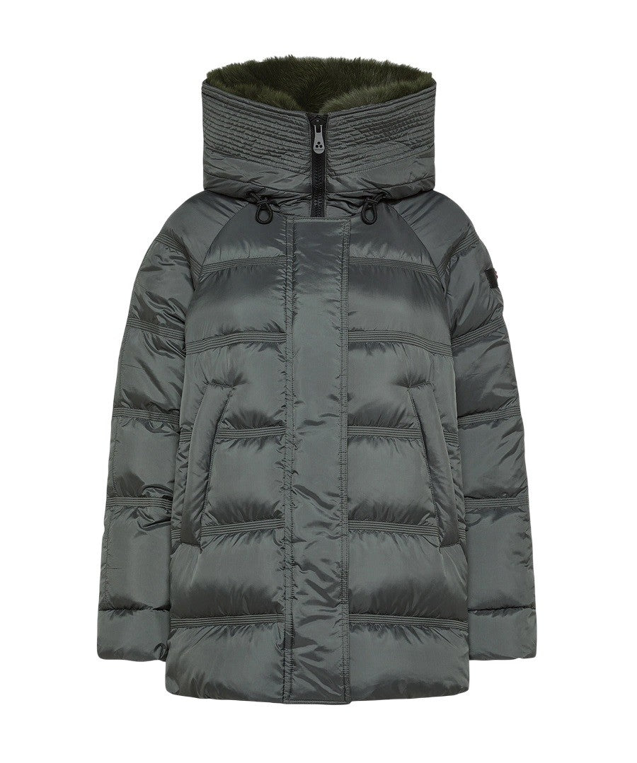 Medium-Length Puffer Jacket with Adjustable Side Zips