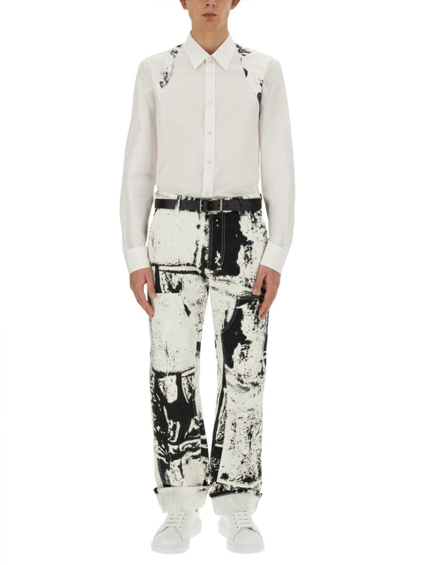 Workwear Jeans With Fold Print