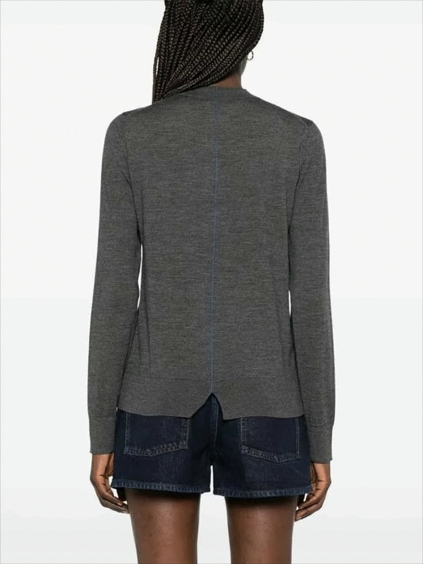 Fine-Knit Gray Cardigan with Button-Down Front