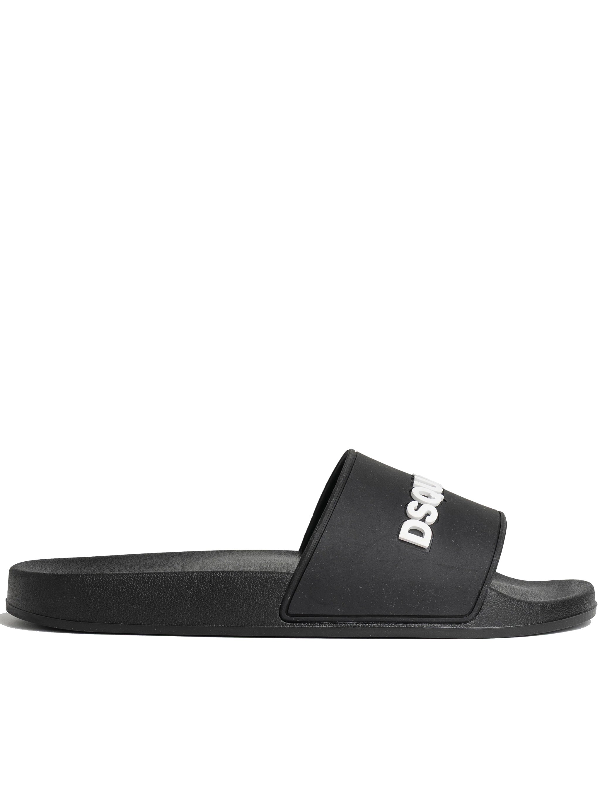 Minimalist Black Flat Logo Slide Sandals