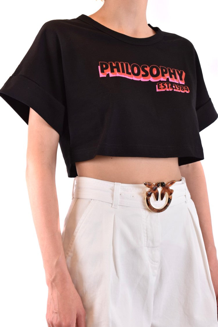 Boxy-Cropped T-Shirt With Bold Gradient Graphic