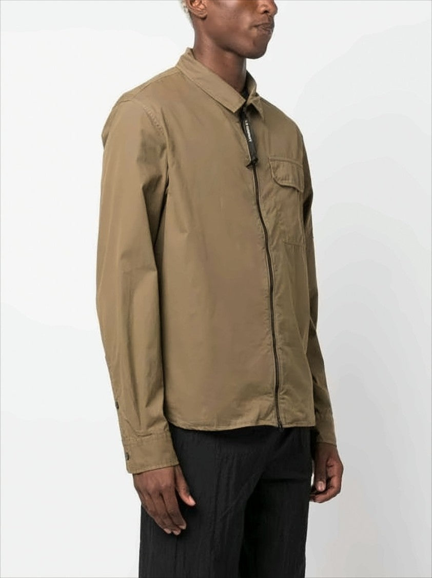 Structured Brown Casual Jacket With Iconic Lens Detail