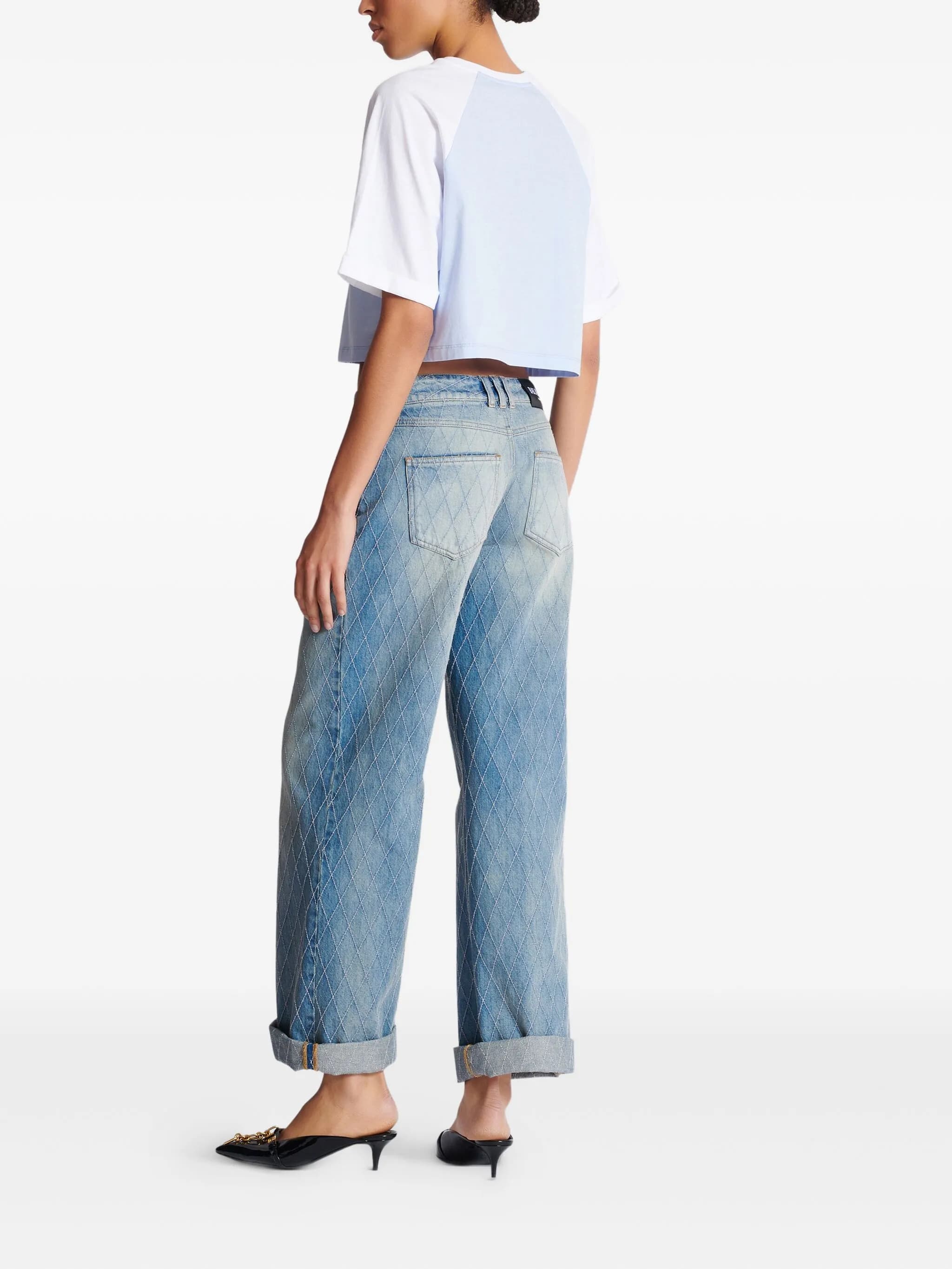 Light Blue Cropped Organic Cotton T-Shirt