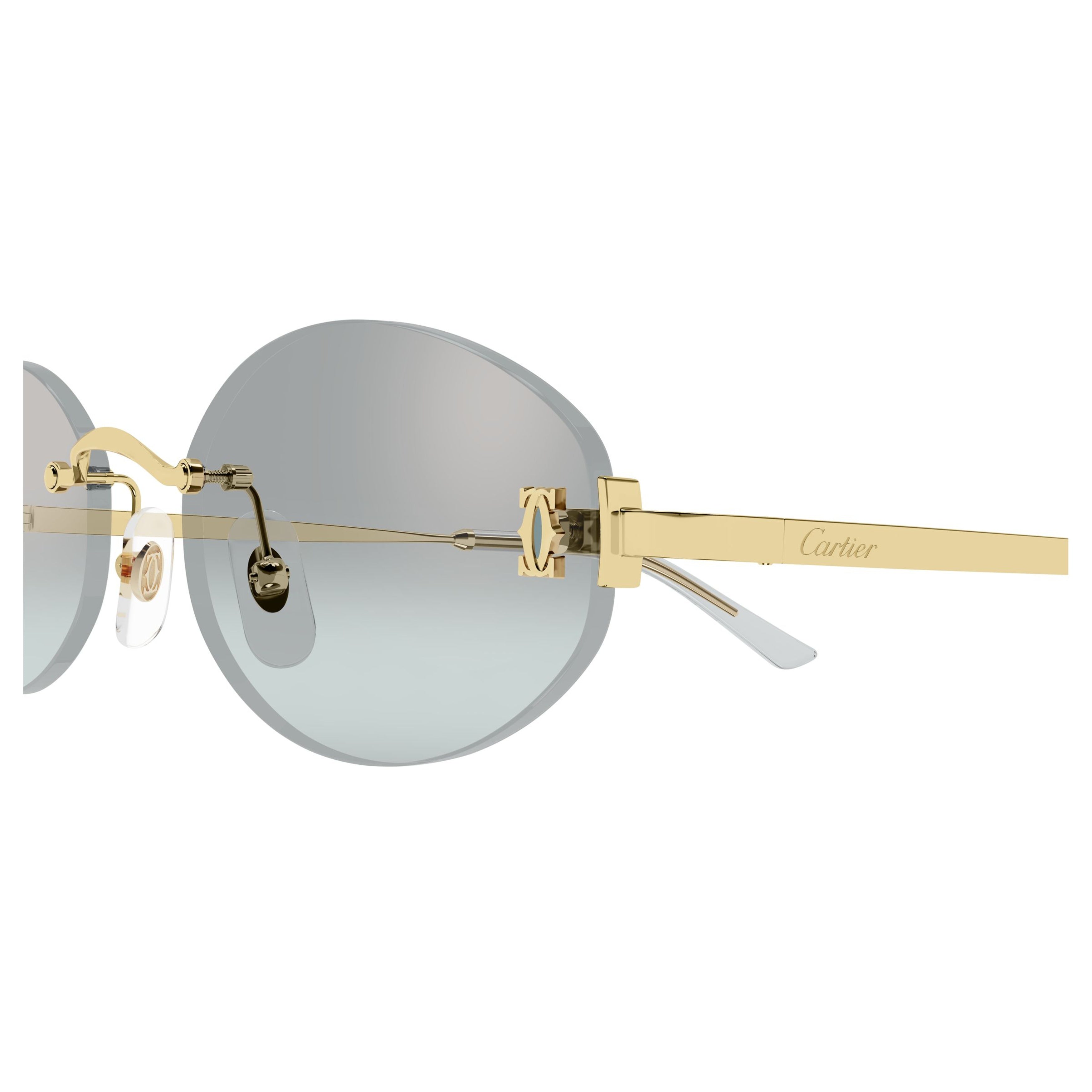 Rimless Oval Sunglasses With Polished Gold Accents
