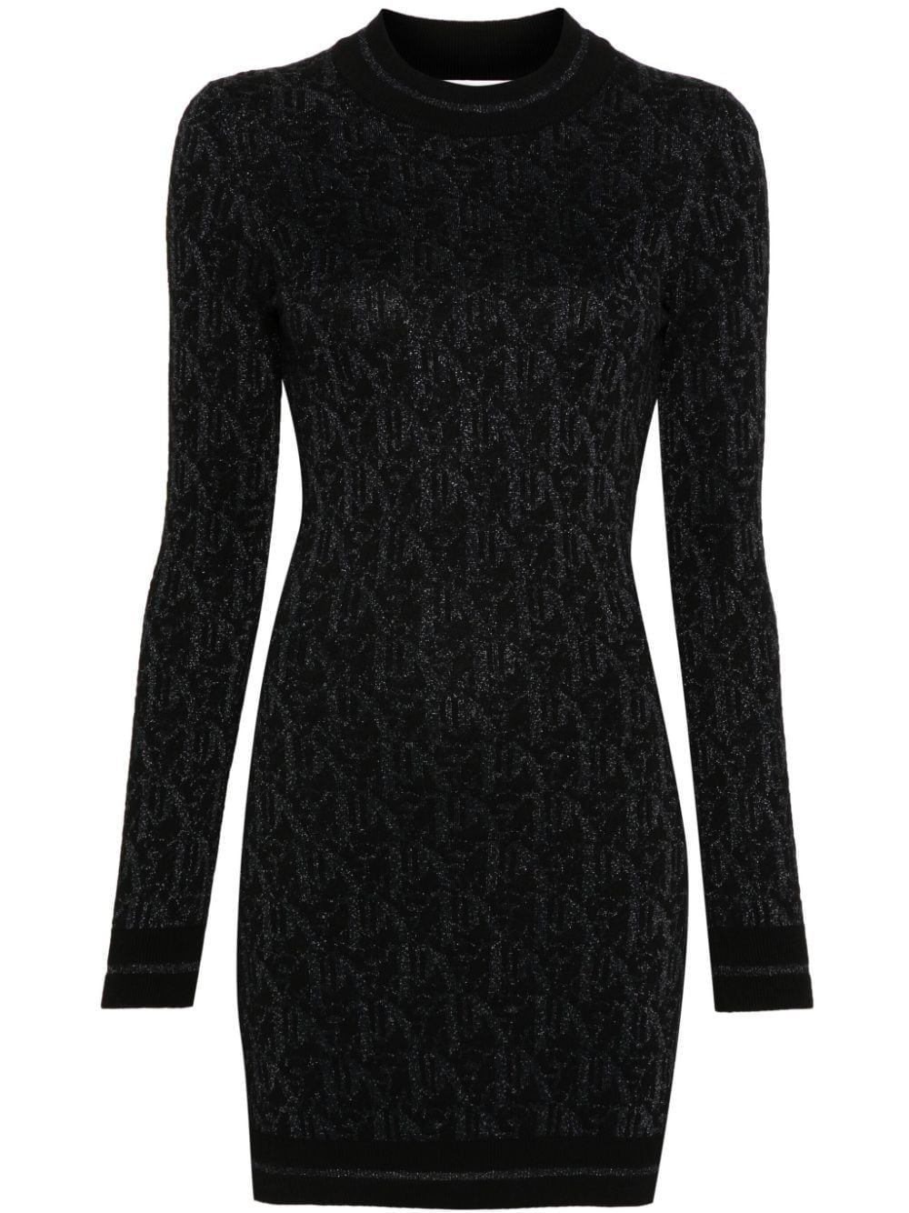 Monogram Jacquard Fitted Viscose Mini Dress