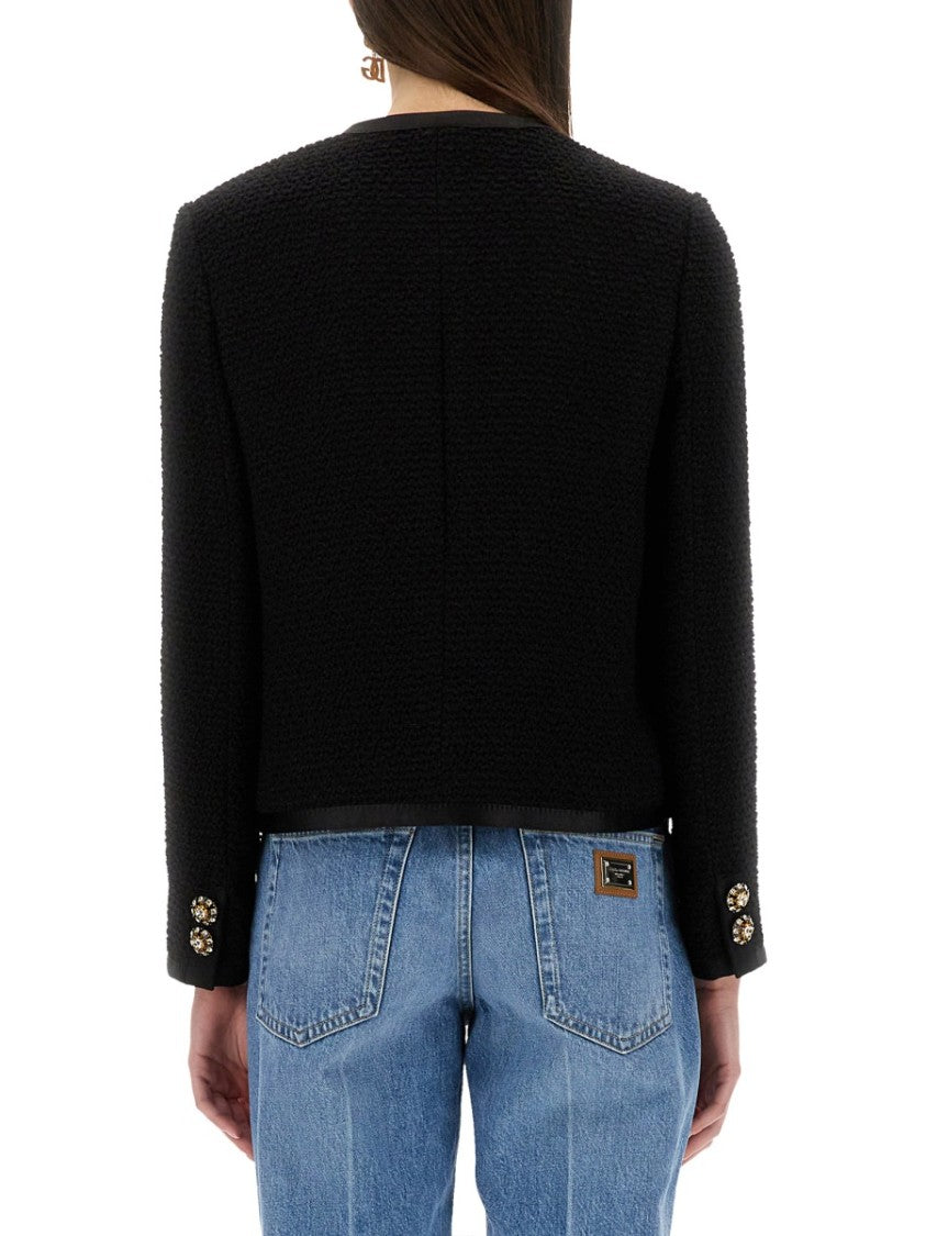 Single-Breasted Tweed Bouclé Short Jacket