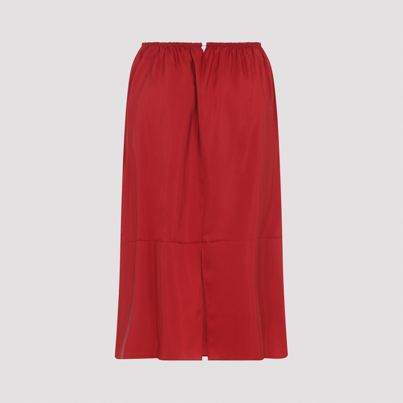 Silk Midi Skirt with Elastic Waistband