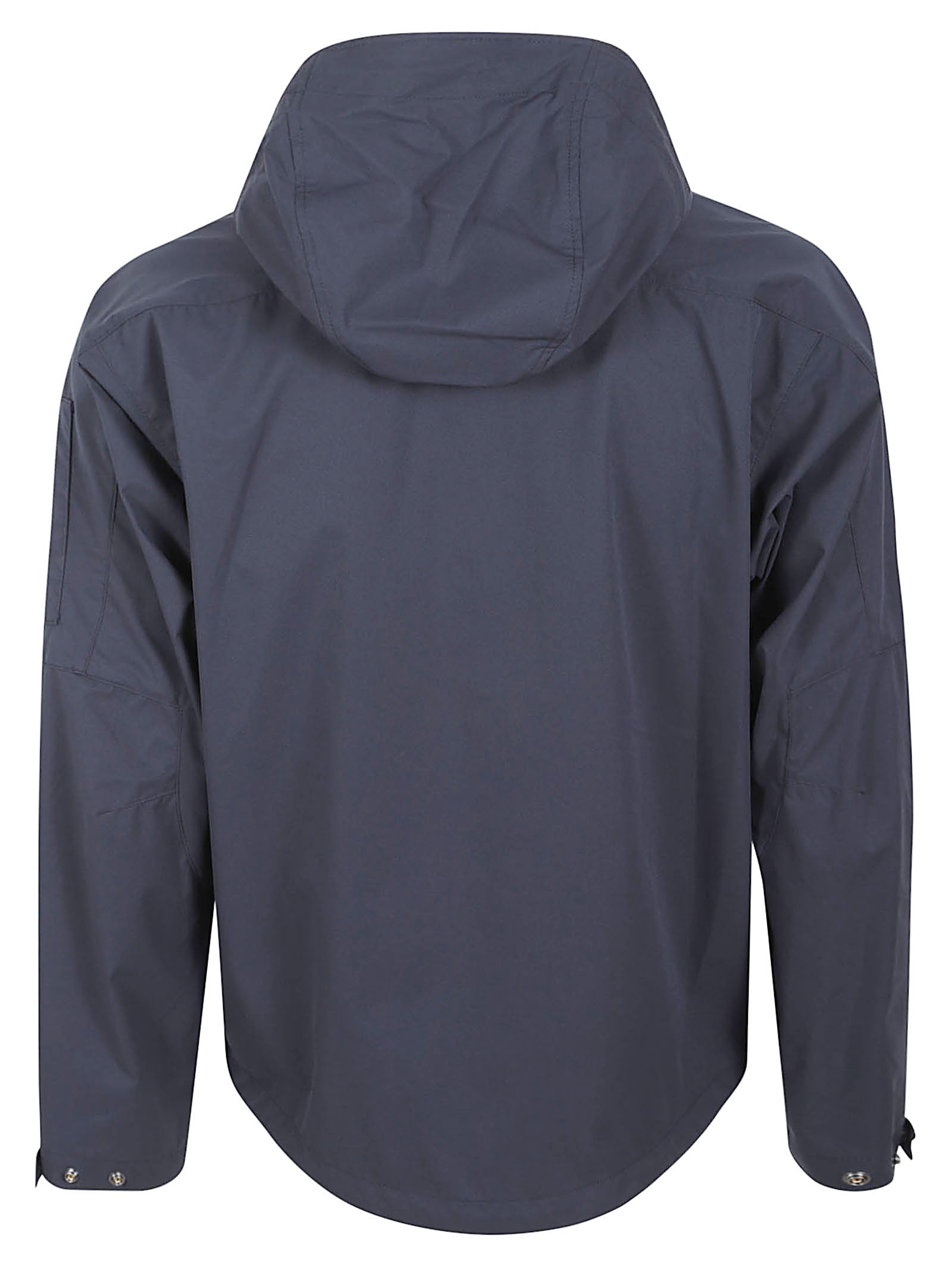 Minimalist Blue Hooded Jacket with Zipper Closure