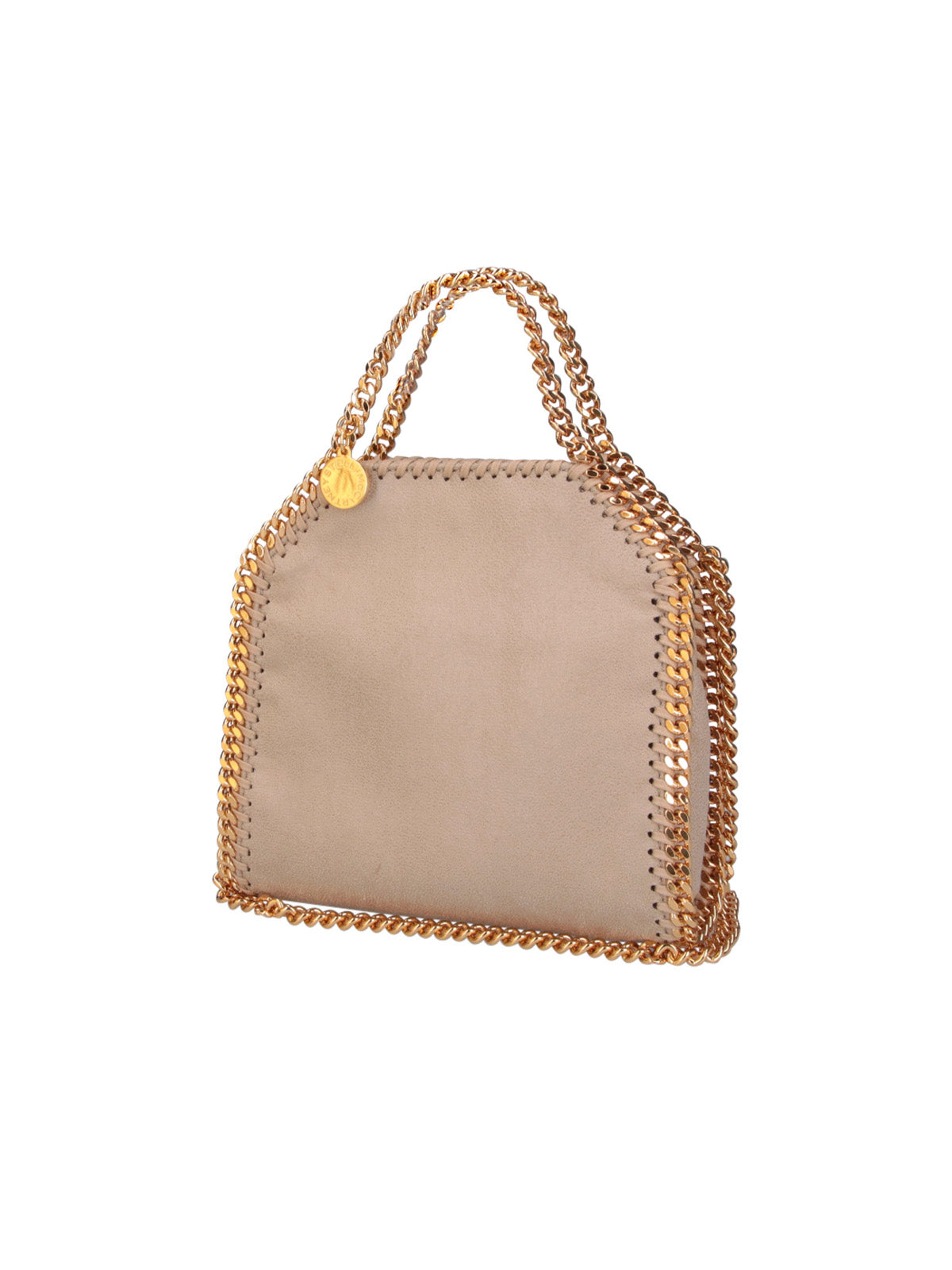 Beige Structured Gold-tone Chain Trim Handbag