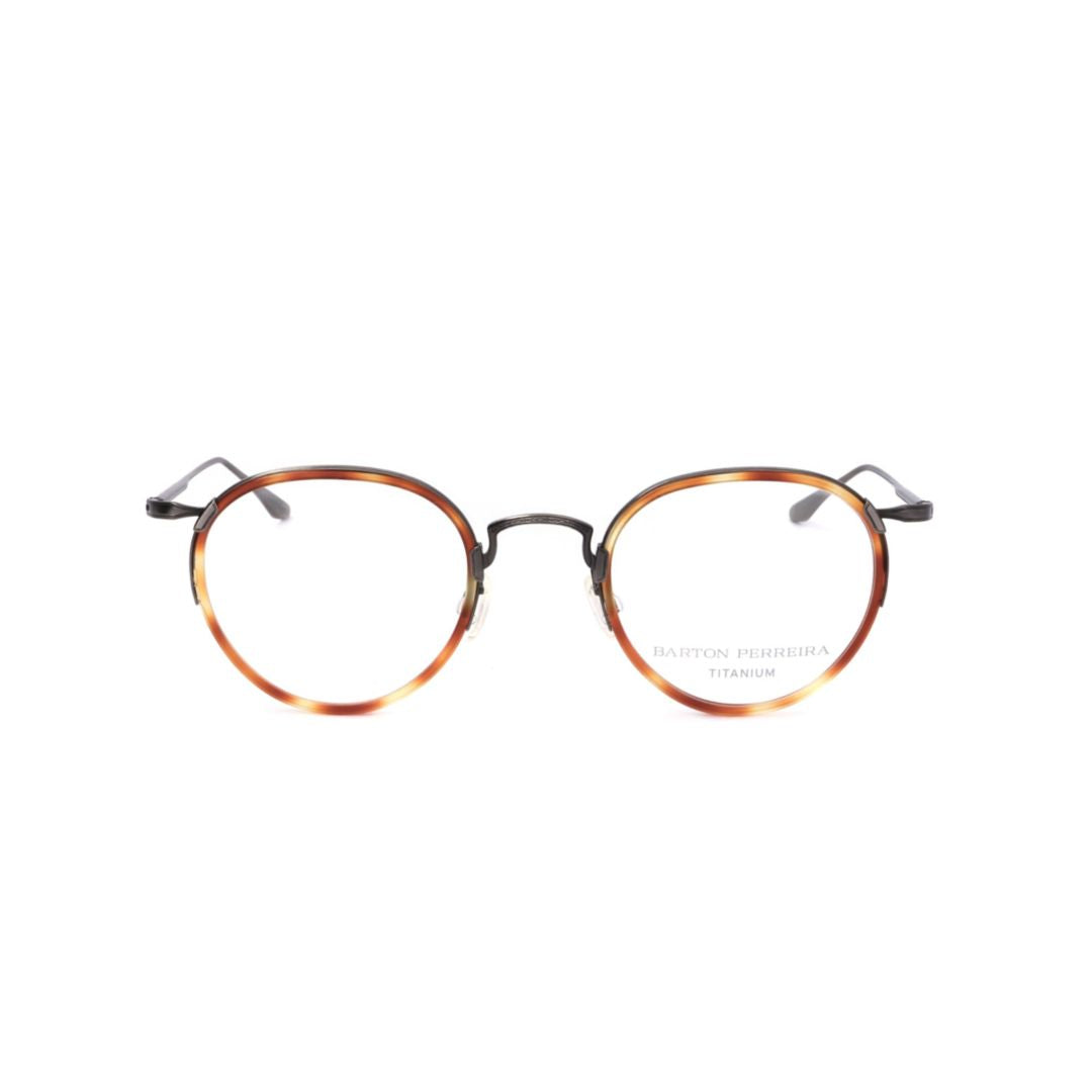 Bp5001 490zx Round Tortoiseshell Patterned Eyeglasses with Matte Metal Temples