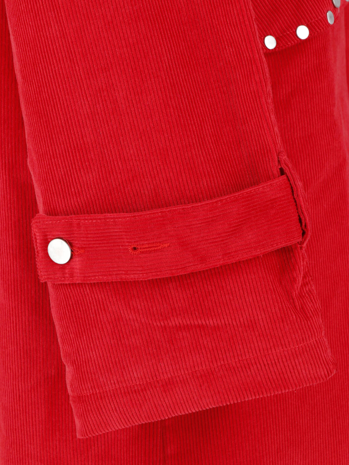 Red Joaquin Ribbed Velvet Studded Coat