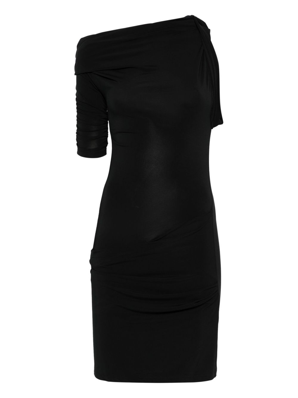 Draped One-Shoulder Mini Dress