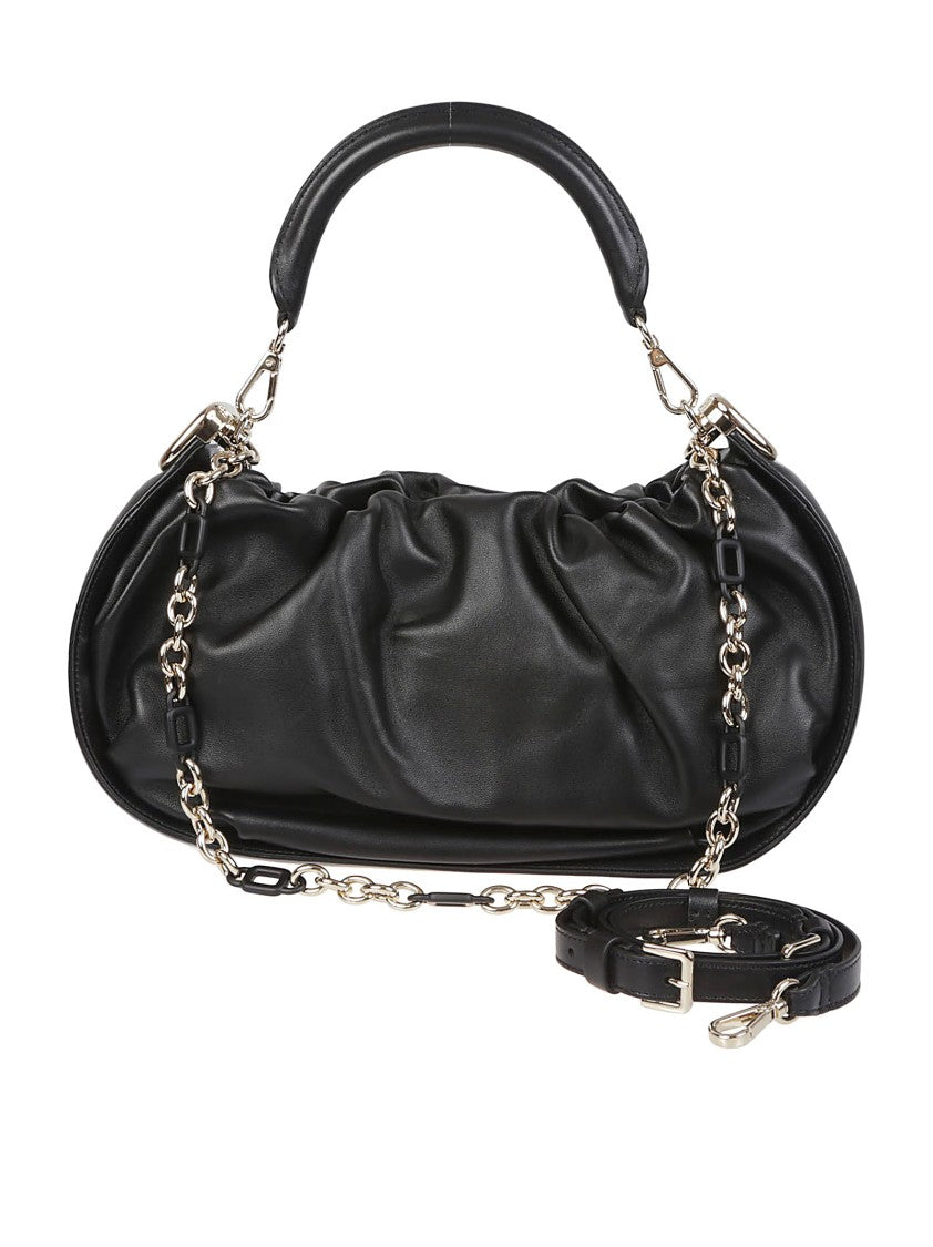 Gathered Lambskin Handbag With Structured Handle