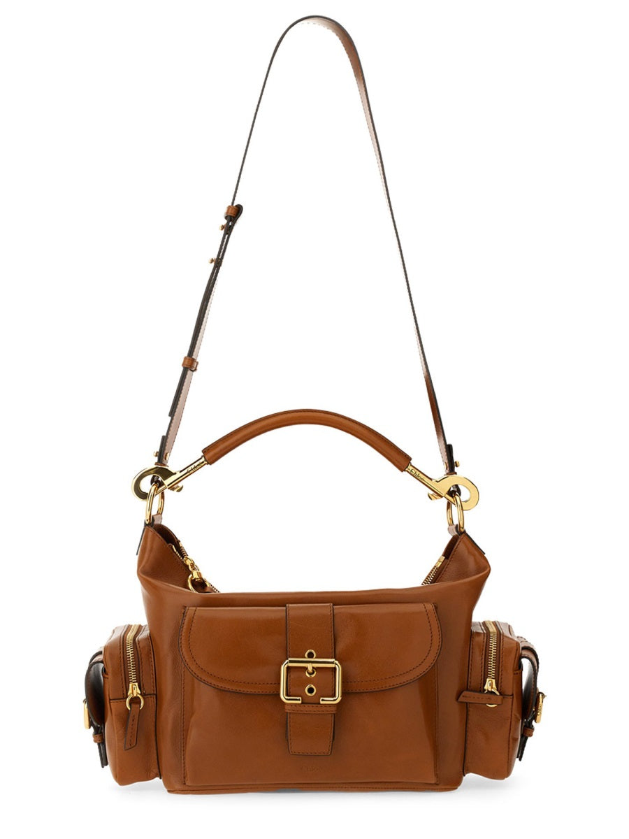 Structured Brown Leather Camera Bag