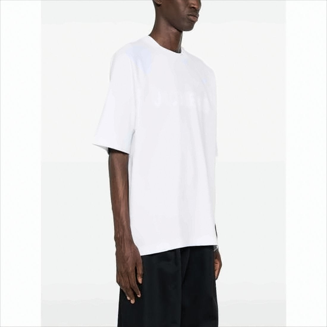 Minimalist White Cotton Tee With Embossed Logo