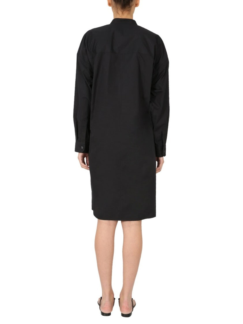 Knee-Length Dress With Korean Neck