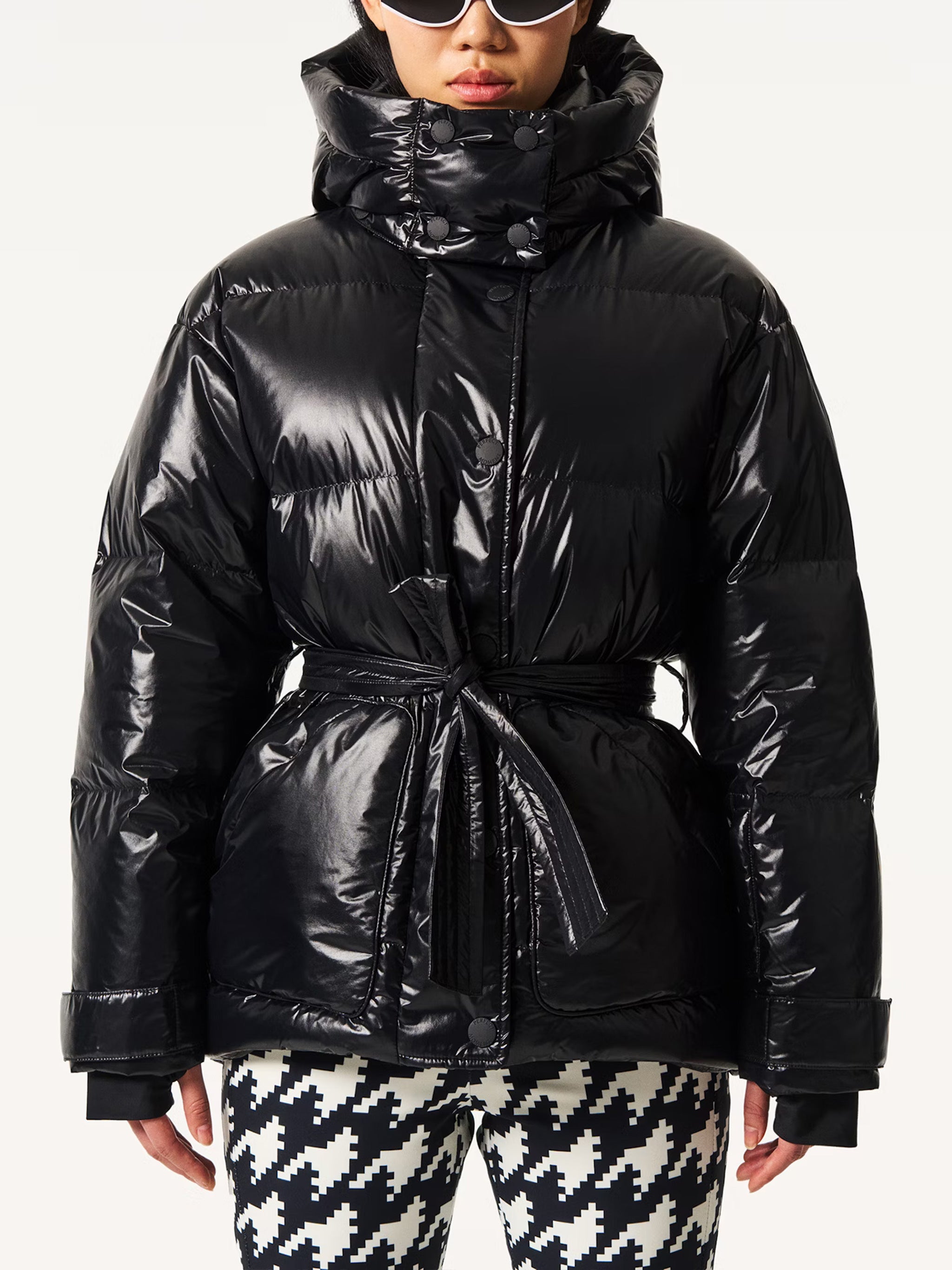 Black Cortina Ski Glossy Puffer Parka