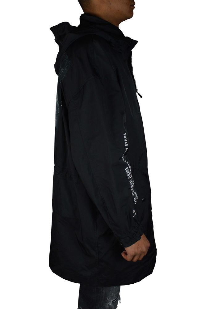 Hooded Waterproof Jacket With Moon Print