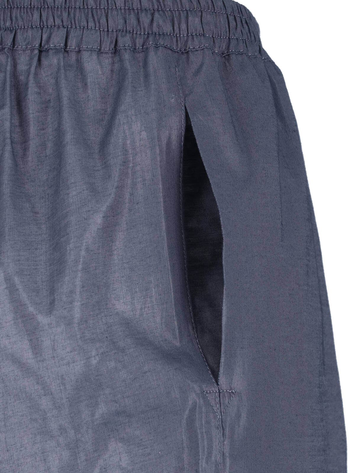 Blue Textured Elastic Waist Trousers