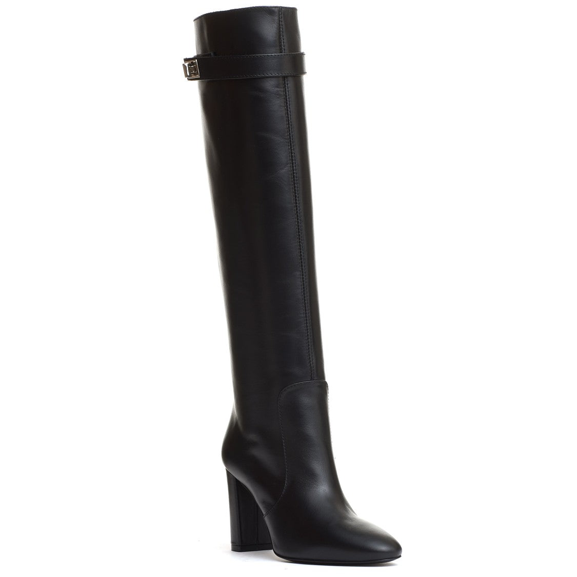 Black Leather Boot Heel 90mm