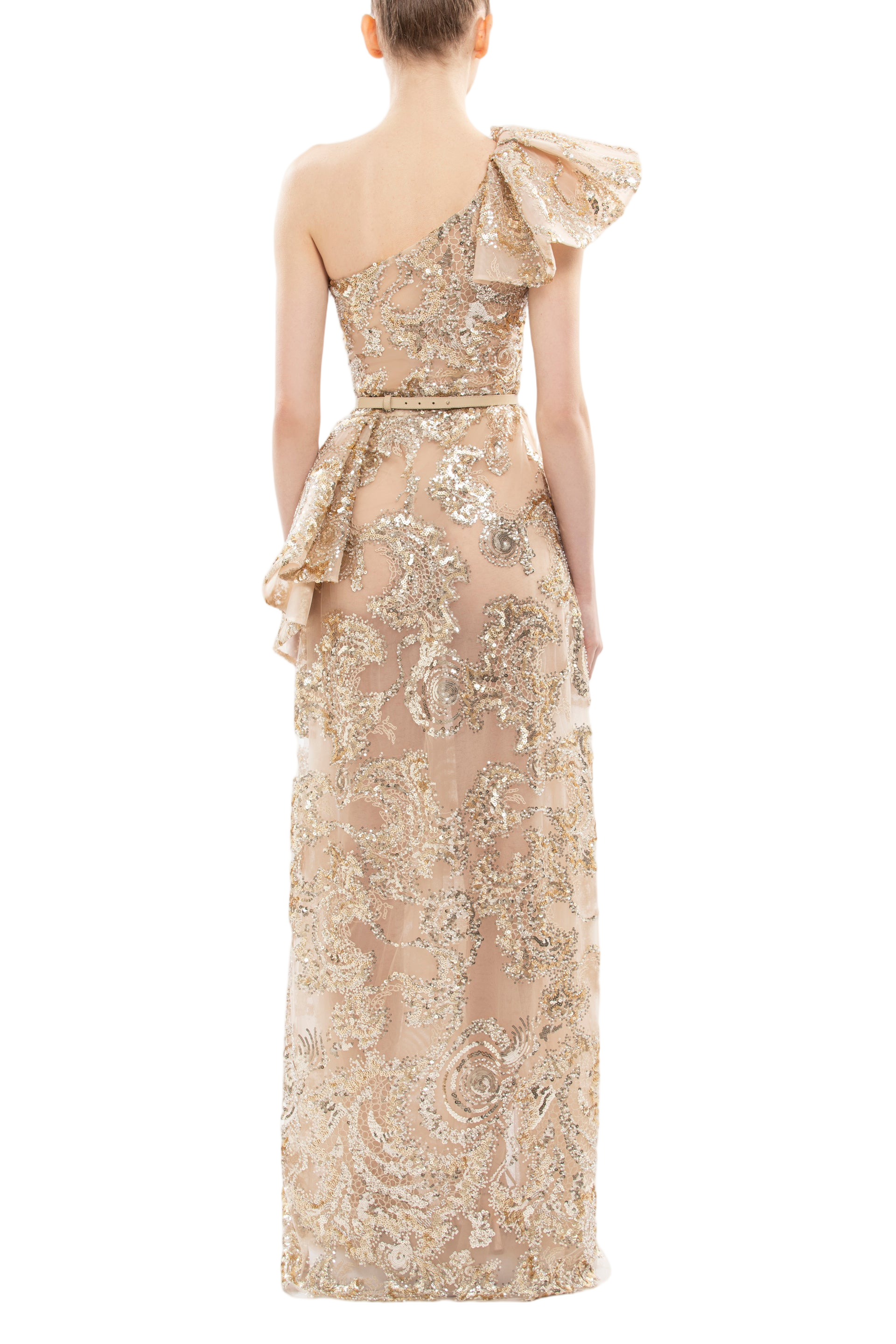 Ruffle Embroidered Long Dress