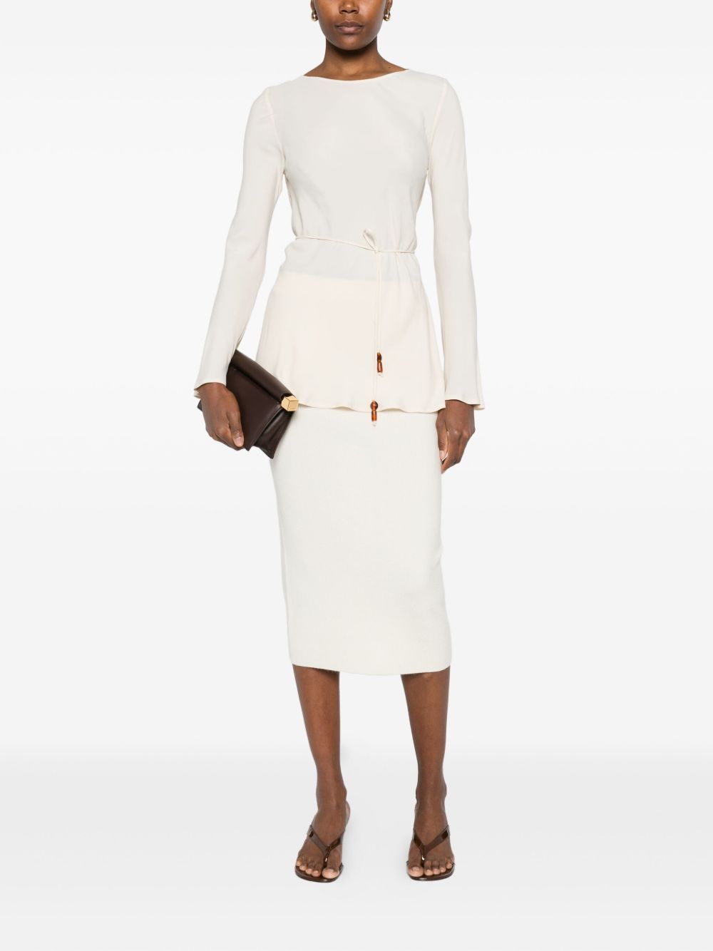 Midi Pencil Skirt In Merino Wool