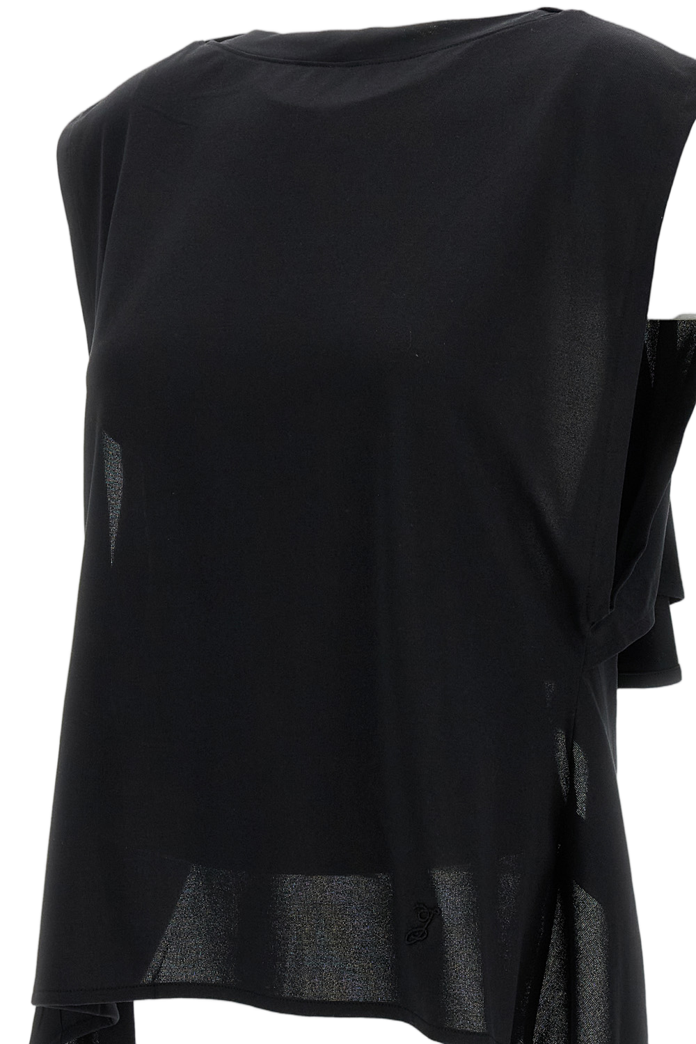 Paper-Effect Jersey Draped Apron Top