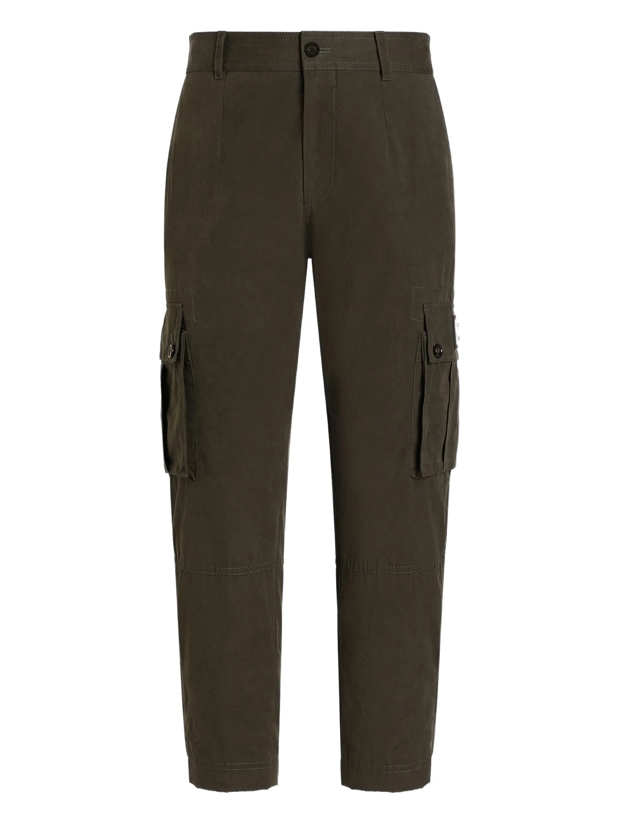 Black Cropped Cargo Flap Pocket Pants