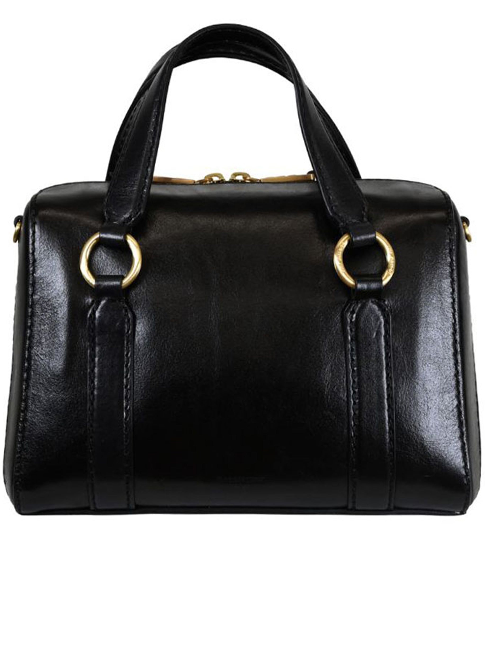 Black Handbag W/Shoulder Structured Leather Handbag