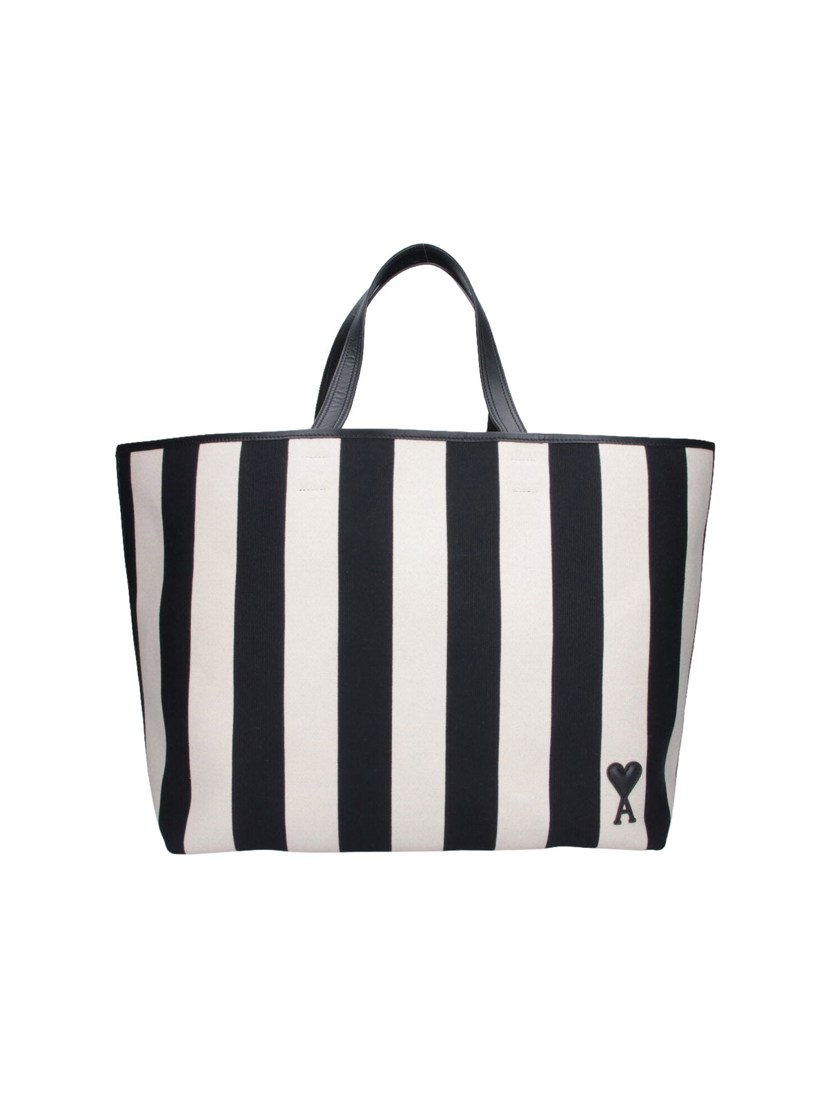 Multicolor Striped Cotton Leather Handle Tote