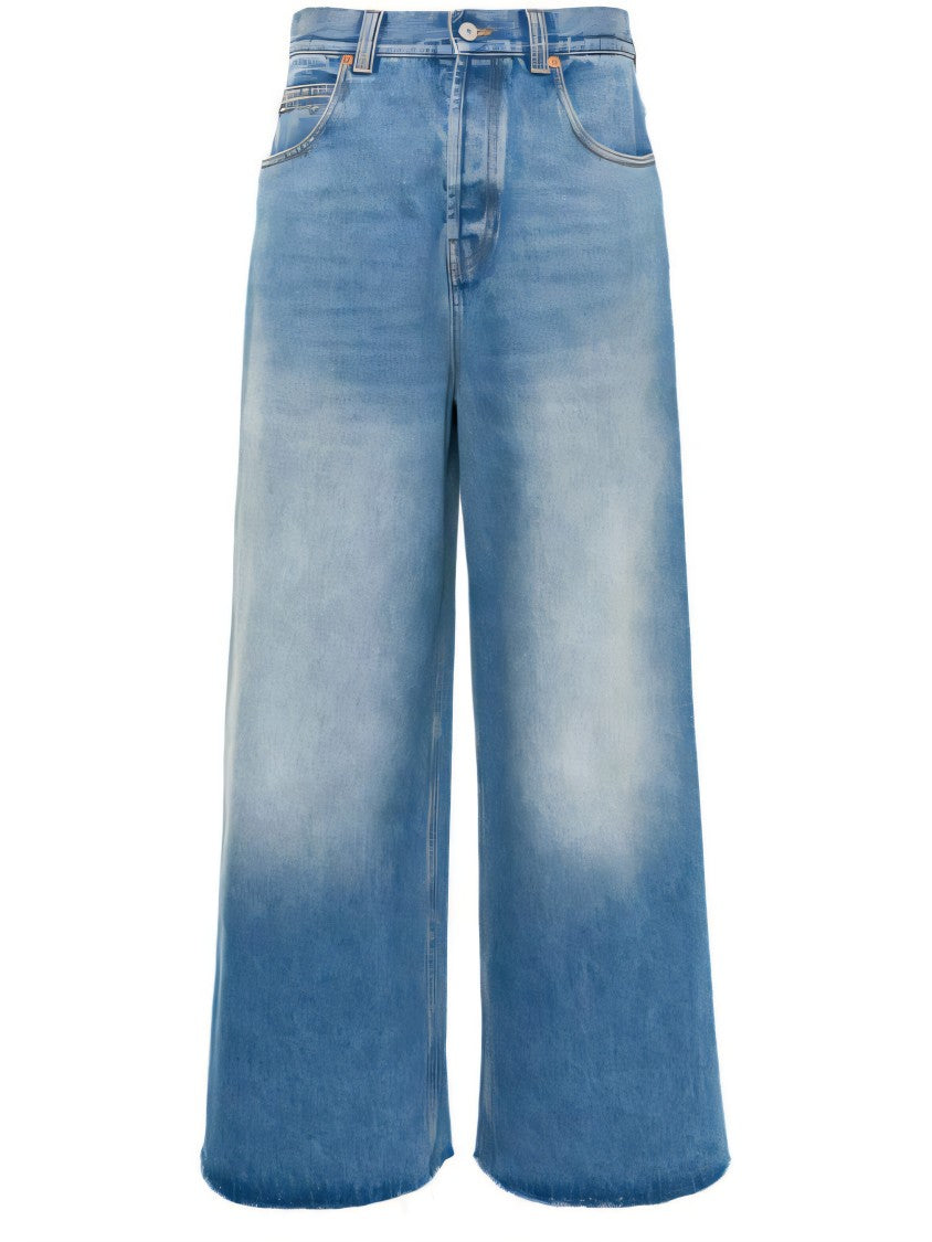 High-Waisted Wide-Leg Denim Pants