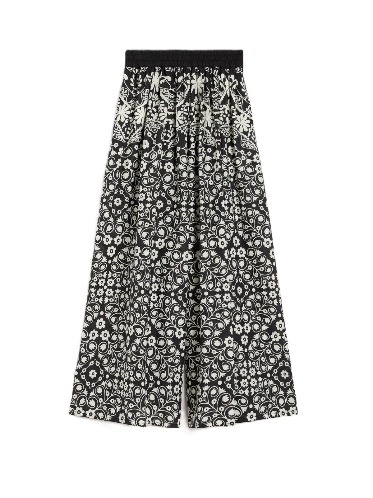 Wide-Leg Trouser with Elastic Waistband and Floral Print