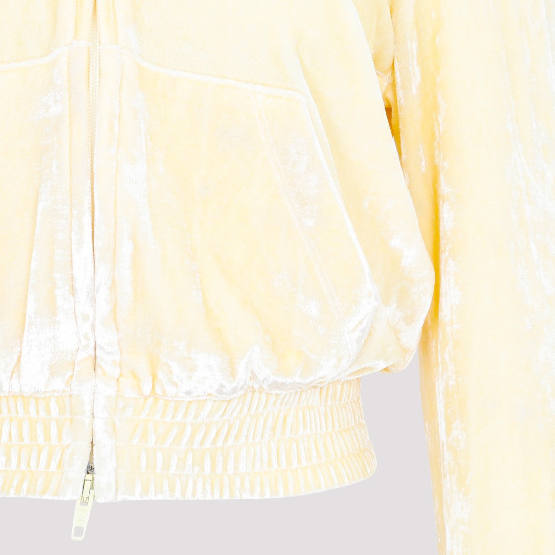 Fitted Zip-Up Cream Viscose Hoodie