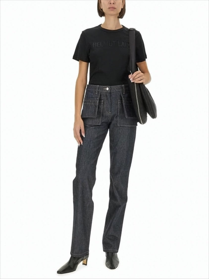 Fitted Short-Sleeve Helmut Lang T-Shirt with Embossed Logo