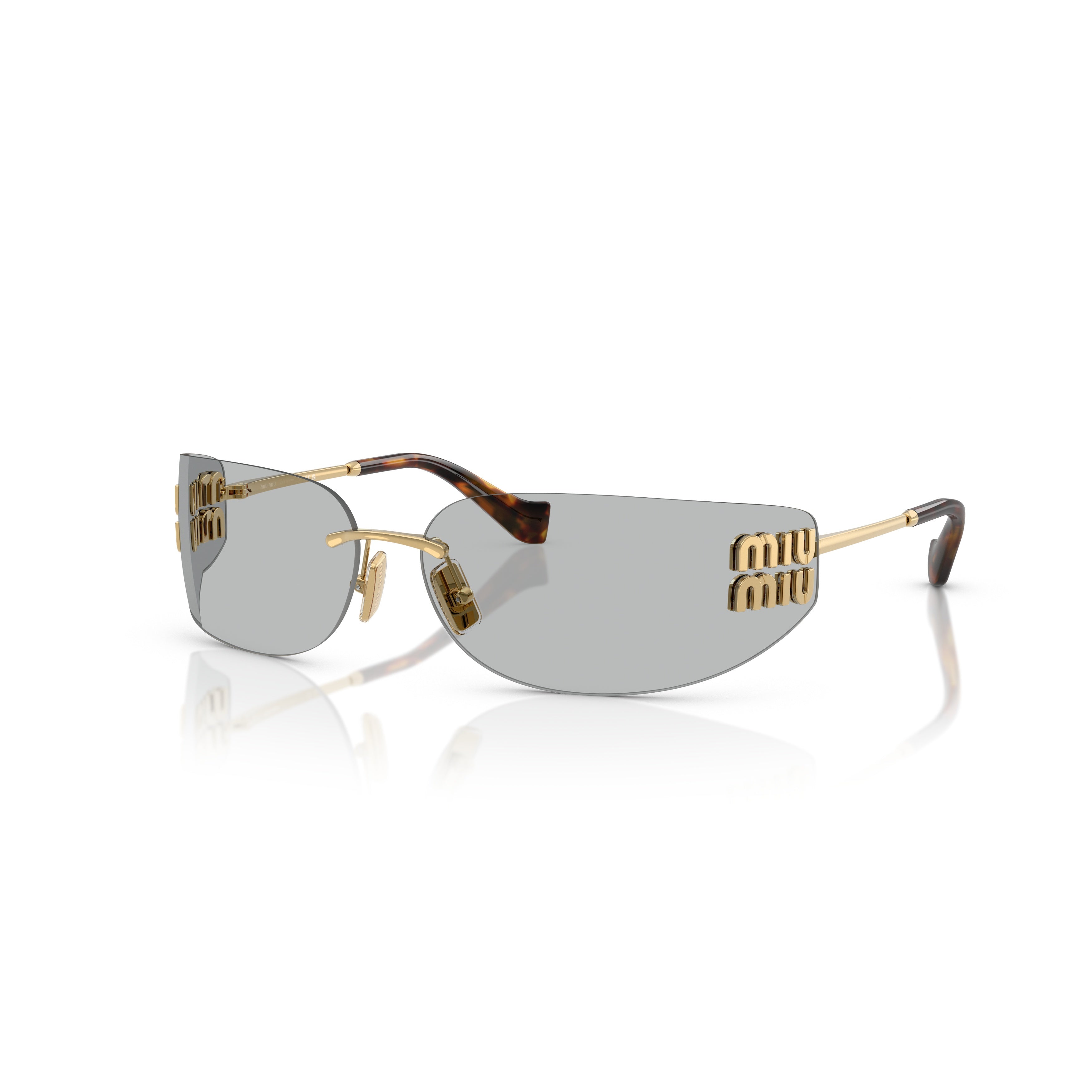 Rimless Sunglasses with Rectangular Grey Lenses